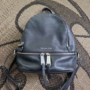 Michael Kors Black Pebbled Leather Backpack Crossbody